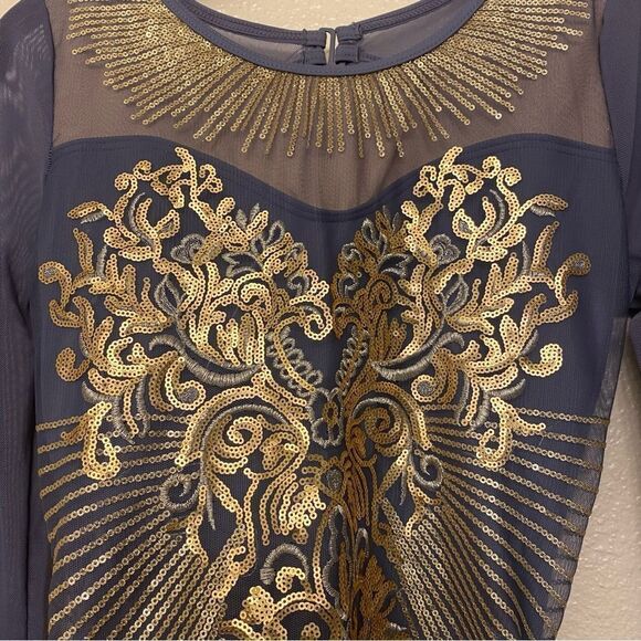 WEISSMAN Elite solo Dance costume slate blue Radiant Sequin Mesh Dress D11490 SA - Picture 4 of 14